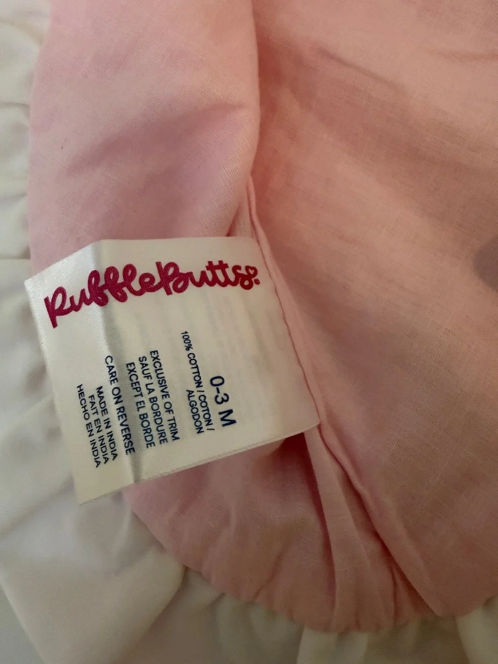 Ruffle Butts Pink Textured Dress with White Ruffle Hem & Matching Bloomers